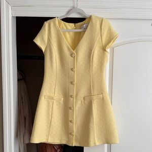 Elegant Yellow Button-Front Women's Dress